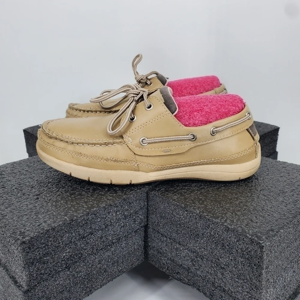 Jarman Classic Men's Boat Shoes Size 8 Tan Khaki All Man Made Deck Shoe Loafer